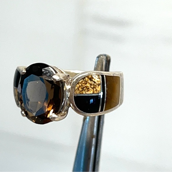 161. David Rosales designer artisan 925 Sterling Smokey Topaz ring size 7 3/4 - Picture 9 of 12